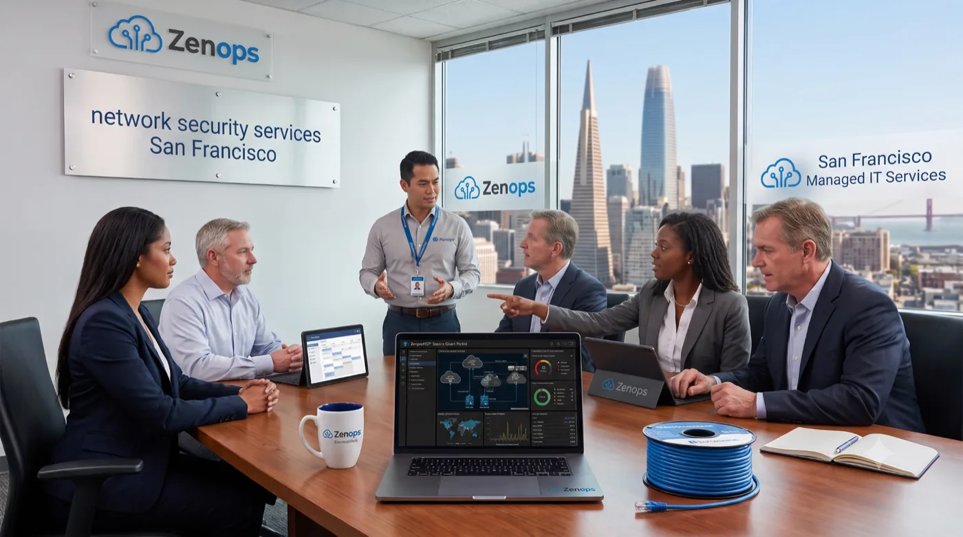 Professional IT team delivering network security services San Francisco businesses rely on for complete data protection.